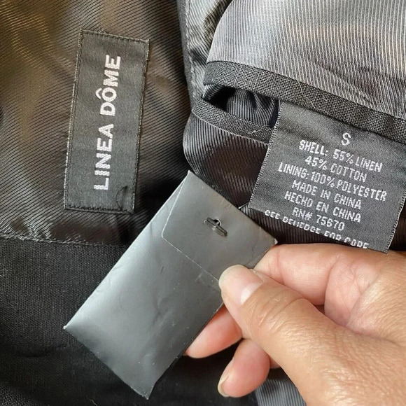 Linea Dome Mens S Black 2-Button Blazer Jacket 3 Pocket Linen Cotton Blend Light - Picture 4 of 8